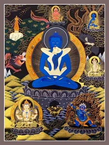 Original Hand painted Tibetan Samantabhadra buddha Shakti Yoga Thangka painting - Picture 1 of 5