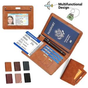 RFID Slim Leather Travel Passport Wallet Holder Blocking ID Card Case Cover US - Picture 1 of 20