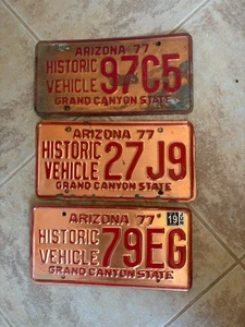 3 - Vintage 1977 Arizona Historic Vehicle License Plates - Picture 1 of 5