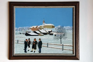 Josef Wahl – Kloster Reutberg im Winter, Mischtechnik, signiert, 1984 - Bild 1 von 2