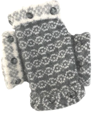 FINGERLESS GLOVES GRAY IVORY ANGORA CASHMERE WOOL S - M SMALL - MEDIUM MITTENS - Image 1 of 2