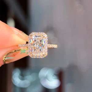 IGI Lab Grown Radiant Cut Diamond Engagement Ring 2.50 Ct 14K Yellow Gold - Picture 1 of 12