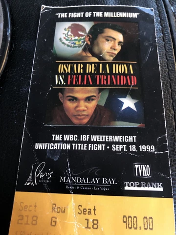 Oscar De La Hoya vs Felix Trinidad BOXING Ticket Stub 1999 On Site Mandalay Bay Cover