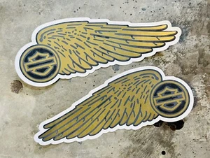 Set of 2 Vintage Winged Harley Davidson Tank Decals Dyna FXR Sportster Softail G - Picture 1 of 1