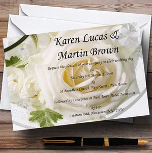 White Rose Personalised Evening Reception Invitations - Picture 1 of 1