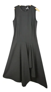 DKNY Black A line Dress XS Uneven Skirt Work Cocktail Sleeveless Solid - Picture 1 of 5