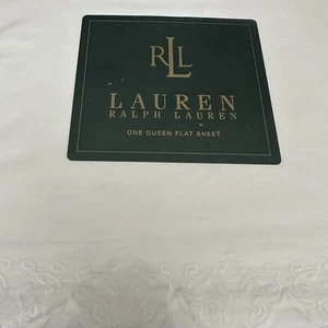 Vintage Ralph Lauren BRITTAGNE SPITZE bestickt Queen GRÖSSE FLACHBLATT weiß NEU - Bild 1 von 7