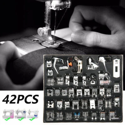 42Pcs Sewing Machine Presser Feet Foot Set For Brother Singer Domestic Tool Kit - Image 1 of 4