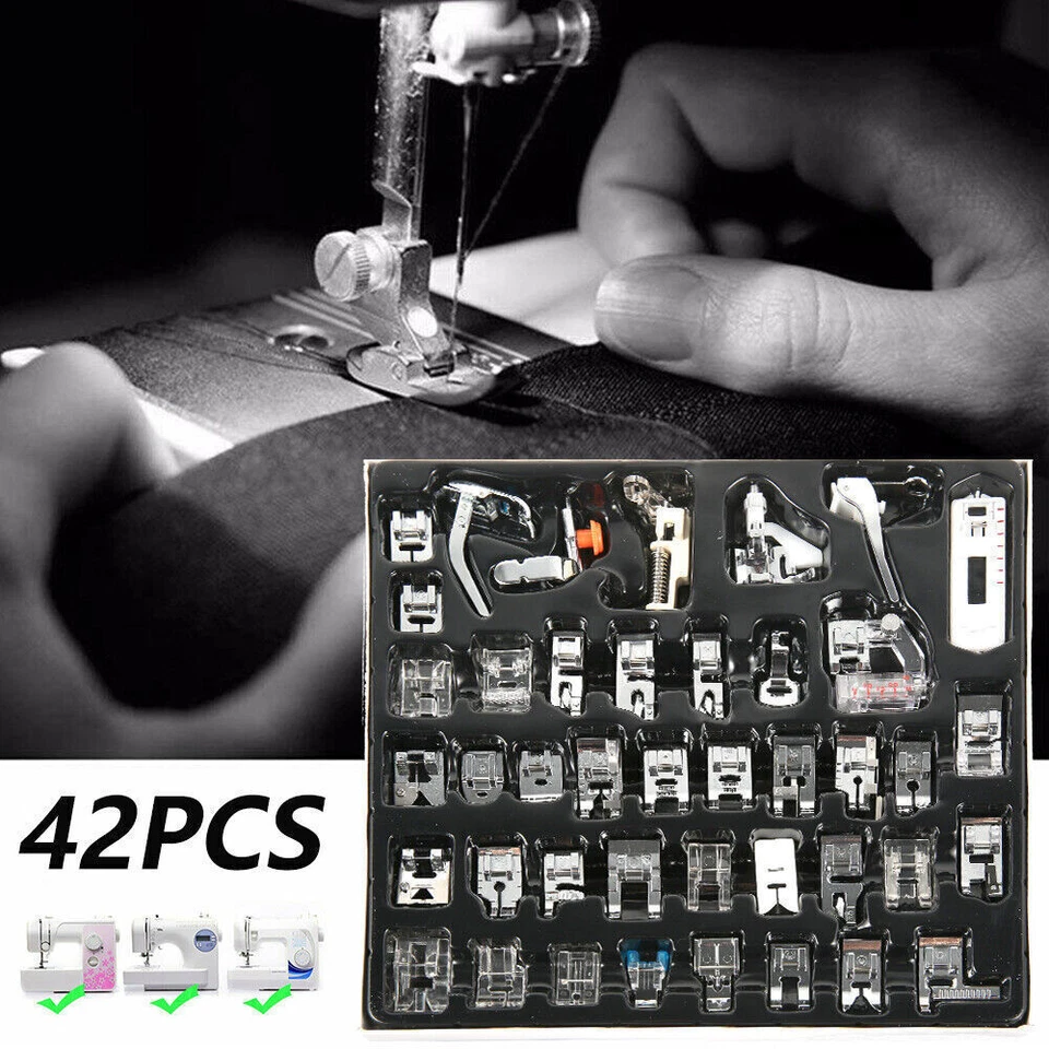 42Pcs Sewing Machine Presser Feet Foot Set For Brother Singer Domestic Tool Kit - Image 1 of 4