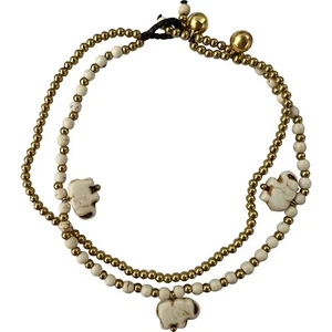 Pulsera de tobillo con cadena de pie de tobillera dorada con cuentas de elefante para mujeres damas niñas joyas - Imagen 1 de 2