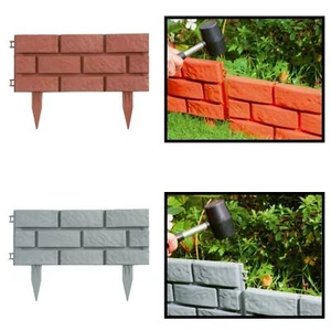 Plastic Brick Effect Lawn Edging Garden Grass Border Skirting Fence Strip - Picture 1 of 41