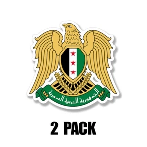 Escudo de armas de Siria PEGATINA vinilo troquelado bandera siria calcomanía 4 pulgadas 2 paquetes - Imagen 1 de 3