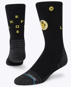STANCE National Geographic Hike Mid Cushion Black Crew Hiking Socks Mens Sz M L - Picture 1 of 8