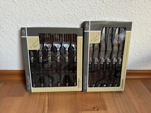LOU LAGUIOLE Steakmesser und Steakgabel Set 12-teilig in schwarz *NEU/OVP* - Bild 1 von 4