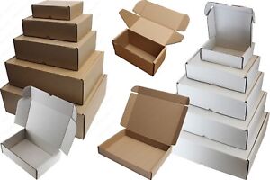 WHITE OR BROWN SHIPPING CARDBOARD BOXES POSTAL MAILING GIFT PACKET SMALL PARCEL
