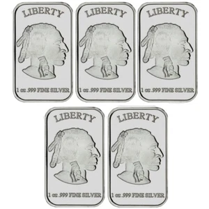 5 Stück - 1 oz SilverTowne Buffalo .999 Feinsilberbarren - neues Design versiegelt - Bild 1 von 6