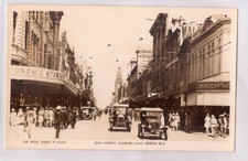 VINTAGE POSTCARD RPPC HAY STREET, LOOKING EAST, PERTH W.A 1930