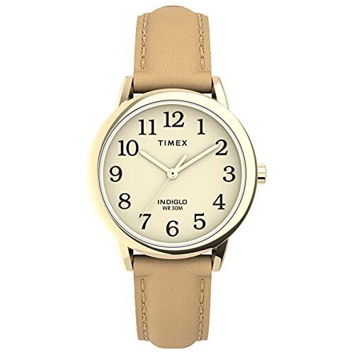 New ListingTimex Women's Easy Reader 30mm Watch – Gold-Tone Case Cream Dial with Tan Lea...