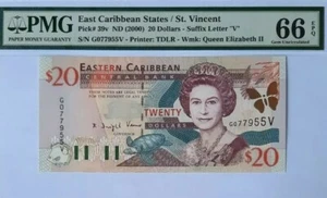 2000 East Caribbean St. Vincent $20 PMG66 EPQ GEM UNC <P-39v> - Picture 1 of 2