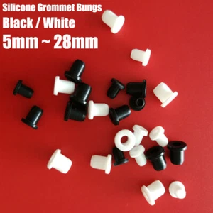Silicone Grommet Bungs Cable Wiring Protective Cover Through Hole Black / White - Picture 1 of 9
