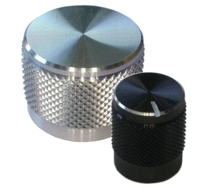 Einstellknopf, Drehknopf für div. 6mm D-Achsen, mehrere Größen, schwarz/silber - Bild 1 von 2