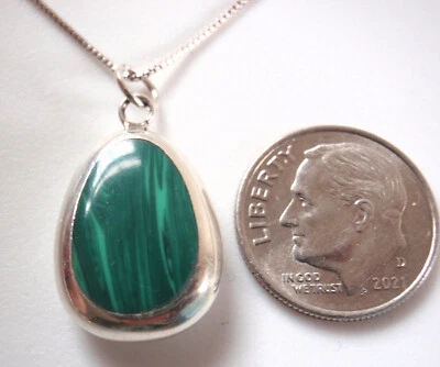 Reversible Mother of Pearl and Simulated Malachite 925 Sterling Silver Pendant - Image 1 of 4