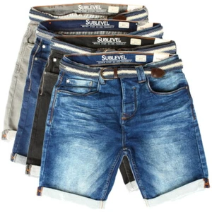 Sublevel Herren Jeans Shorts mit Gürtel kurze Hose Jogger Sweat Denim - Bild 1 von 9