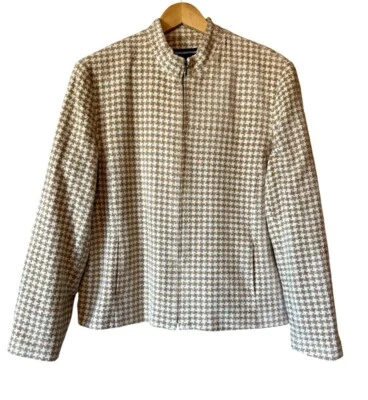 Chaqueta para mujer Norton McNaughton pata de gallo cuello mandarín Pkts bronceado/crema 14 Foto 1 de 4