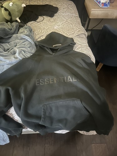 FEAR OF GOD Felpa con cappuccio Essentials nera paura di Dio limousine elastica nuova autentica pullover da uomo