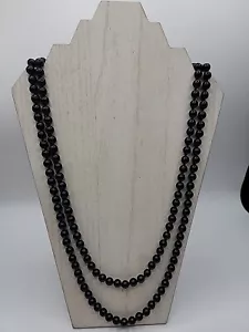 Collar de ónix negro cuentas anudadas a mano cadena única 58" de largo Usado en excelente estado - Imagen 1 de 3