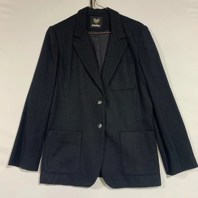 VTG Panther Black Wool Blend Blazer Jacket Women's Size Small Career Business - Image 1 of 4