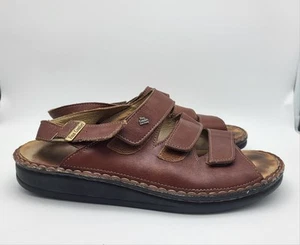 Finn Comfort Sylt Sandals Womens 40 US 9 Brown Leather Triple Strap Slingback - Picture 1 of 12