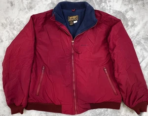 VINTAGE Eddie Bauer Jacke Herren Large Rot Windfoil Polartec Gefüttert Made USA 90s - Bild 1 von 22