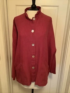 Bryn Walker Danuta Jacket Stand Collar Relaxed Linen Reddish M Free Ship - Picture 1 of 10