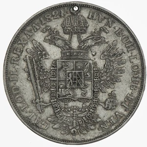 1824 Italy Silver Half Scudo VZ, small size, perforated - Picture 1 of 2