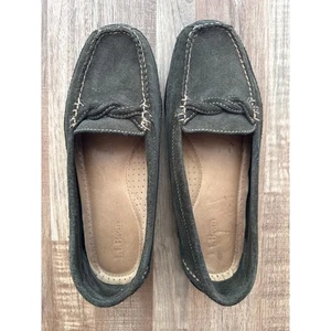 Women's L.L.Bean Grand Lake Vibram Sole Suede Driver Loafers size 9 in Green - Picture 1 of 3