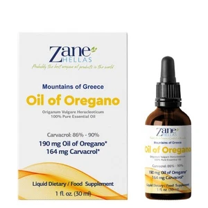 Zane Hellas 190 mg Oregano Oil-164 mg Carvacrol per Serving-4 Drops Daily. 10... - Picture 1 of 7