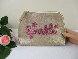 Bath & Body Works Gold & Pink Glitter "Sparkle" Cosmetic Bag - Picture 1 of 12