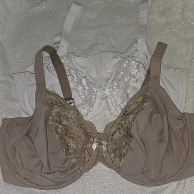 Olga GI3351A 蕾丝逃生钢圈文胸 批量 BEIGE & WHITE 全塑像 44D 44 DD — 第 1/4 张图片