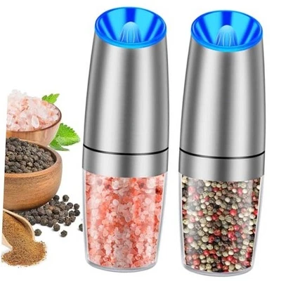Gravity Electric Pepper and Salt Grinder Set, Adjustable Set /Sliver - Image 1 of 4