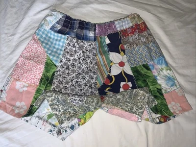 Handmade Patchwork Shorts Women’s Pull On Elastic Waist Boho Hippie - Image 1 of 4