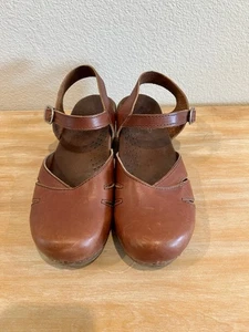 Sanita Sansi Mary Jane Clog Shoes Women 39/8.5 Orange Leather Platform Sandal - Picture 1 of 11