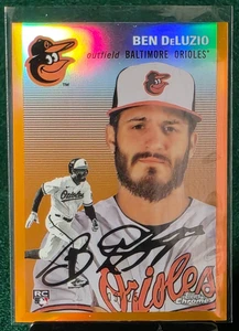 2023 Topps Chrome Platinum Anniversary BEN DELUZIO rifrattore arancione SP 03/25 RC - Foto 1 di 2