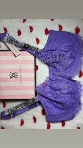 Victoria's Secret Very Sexy Purple Shine Strap Lace Unlined Bra Size 34DD NWT - Picture 1 of 4