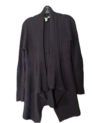 Cárdigan Cascada Otoño Cachemira Berenjena Púrpura Cortina Costilla Talla S Foto 1 de 4