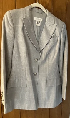 Chaqueta Blazer Escada Margaretha Ley Plateada Metálica Mezcla Lana De Colección En muy buena condición UK10 Foto 1 de 3