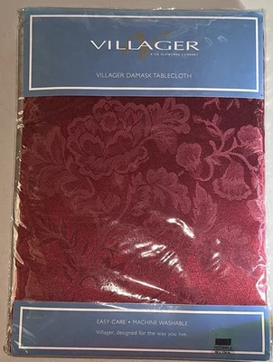 Liz Claiborne "Villager" Red Floral Damask Rectangular Tablecloth 60"X104" Xmas - Image 1 of 4