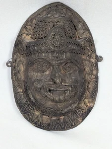 Antica maschera in bronzo indù Kaali Bhairava Nazar Battu ~ lingua che sporge - Foto 1 di 5
