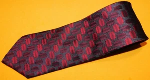 JHANE BARNES MADE IN JAPAN RED/BLACK/WHITE RECTANGLES MOTIF TIE - DESIGNER TIE. - Picture 1 of 3