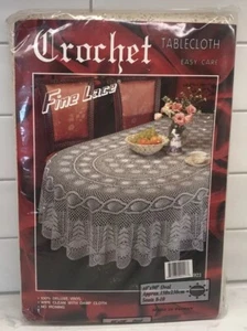 NUEVO DE COLECCIÓN Vinilo Crochet Encaje Look Mantel Ovalado 60 X 90 Beige Nuevo de Lote Antiguo Hecho en Taiwán - Imagen 1 de 8
